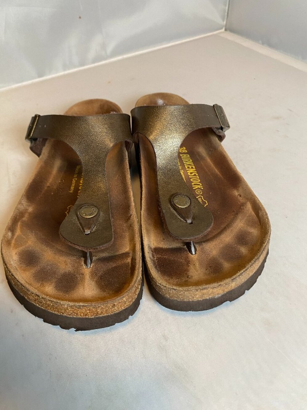 Birkenstock Gizeh  38  7-7.5 Brown Leather Slip On Thong Sandals